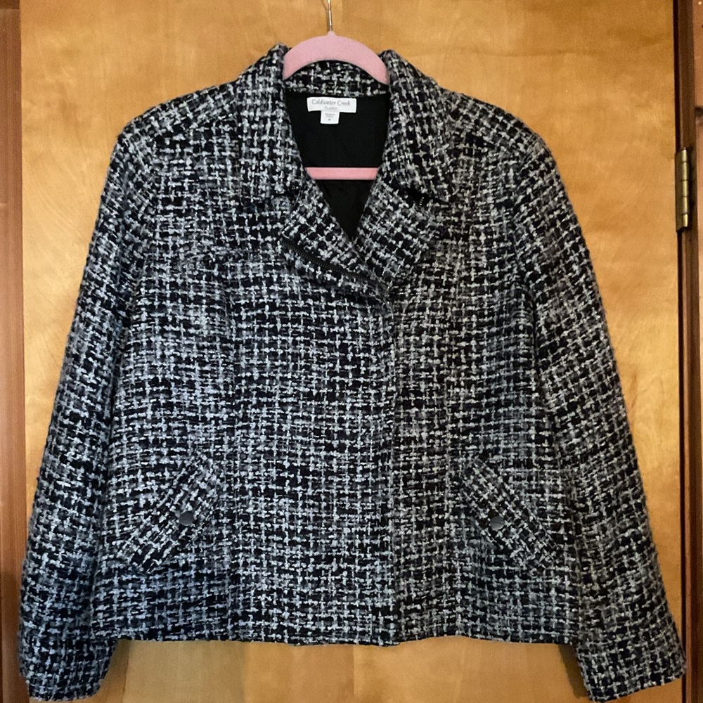 Coldwater Creek Tweed Cross-zip Blazer